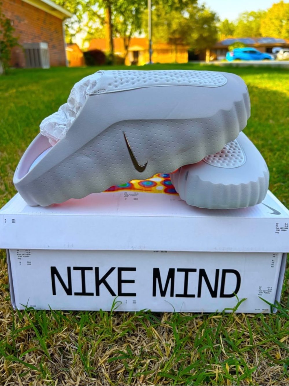 Nike Gray Slide Sandals with Black Swoosh